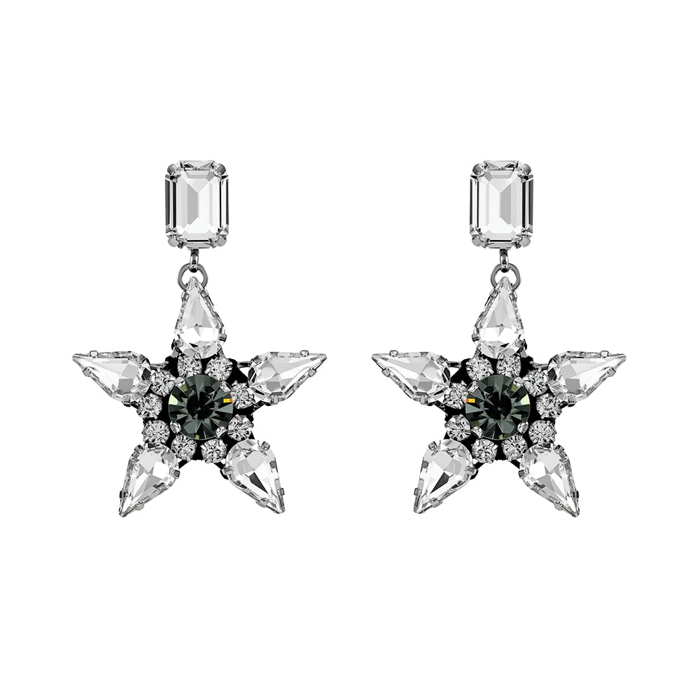 Emma Crystal & Black Diamond Earrings