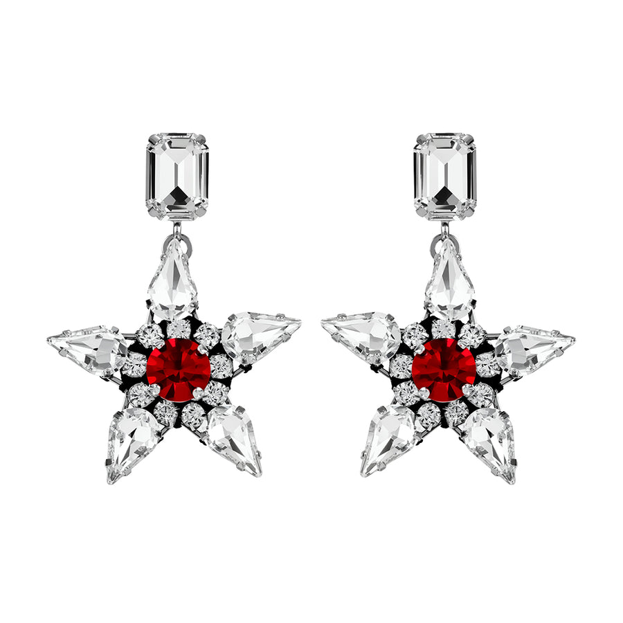 Emma Crystal & Ruby Earrings