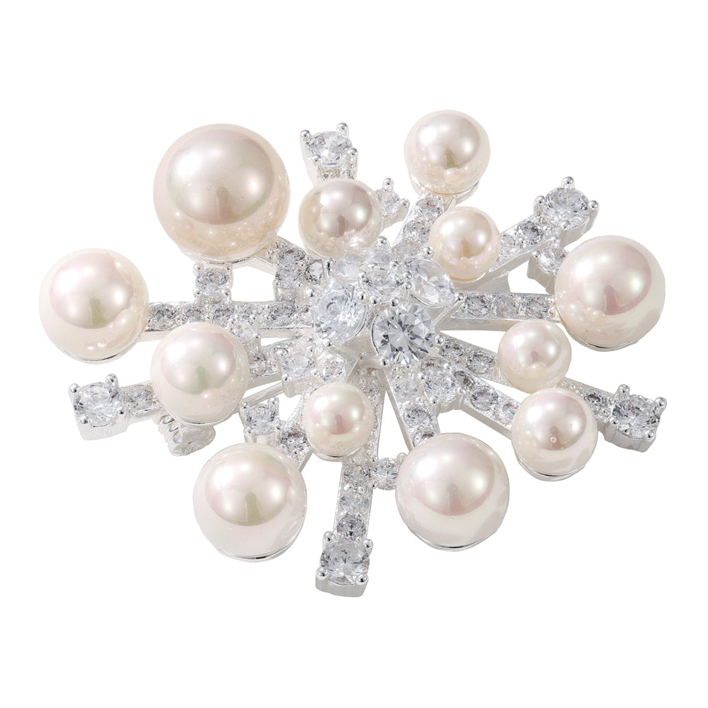 Faux Pearl & Crystal Brooch