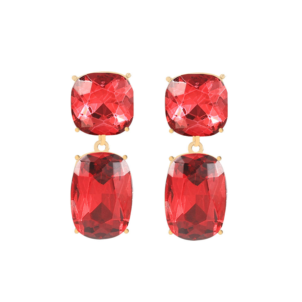Garnet Ruby Crystal Earrings