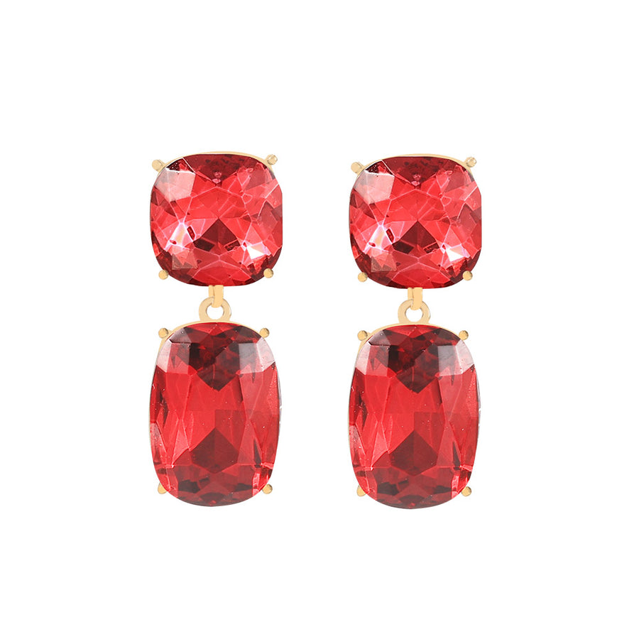 Garnet Ruby Crystal Earrings