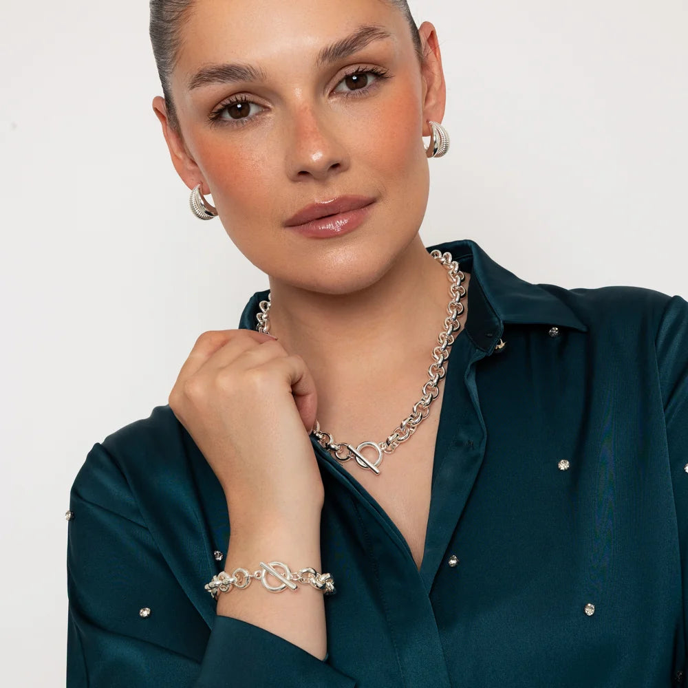 Lyanna Silver Necklace & Bracelet Set