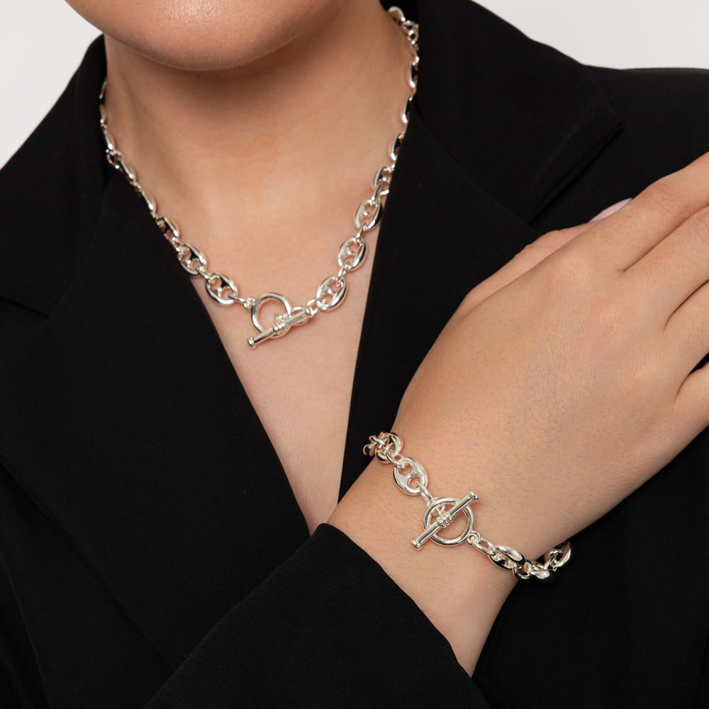 Coffee Bean Chain Silver Plated Bracelet