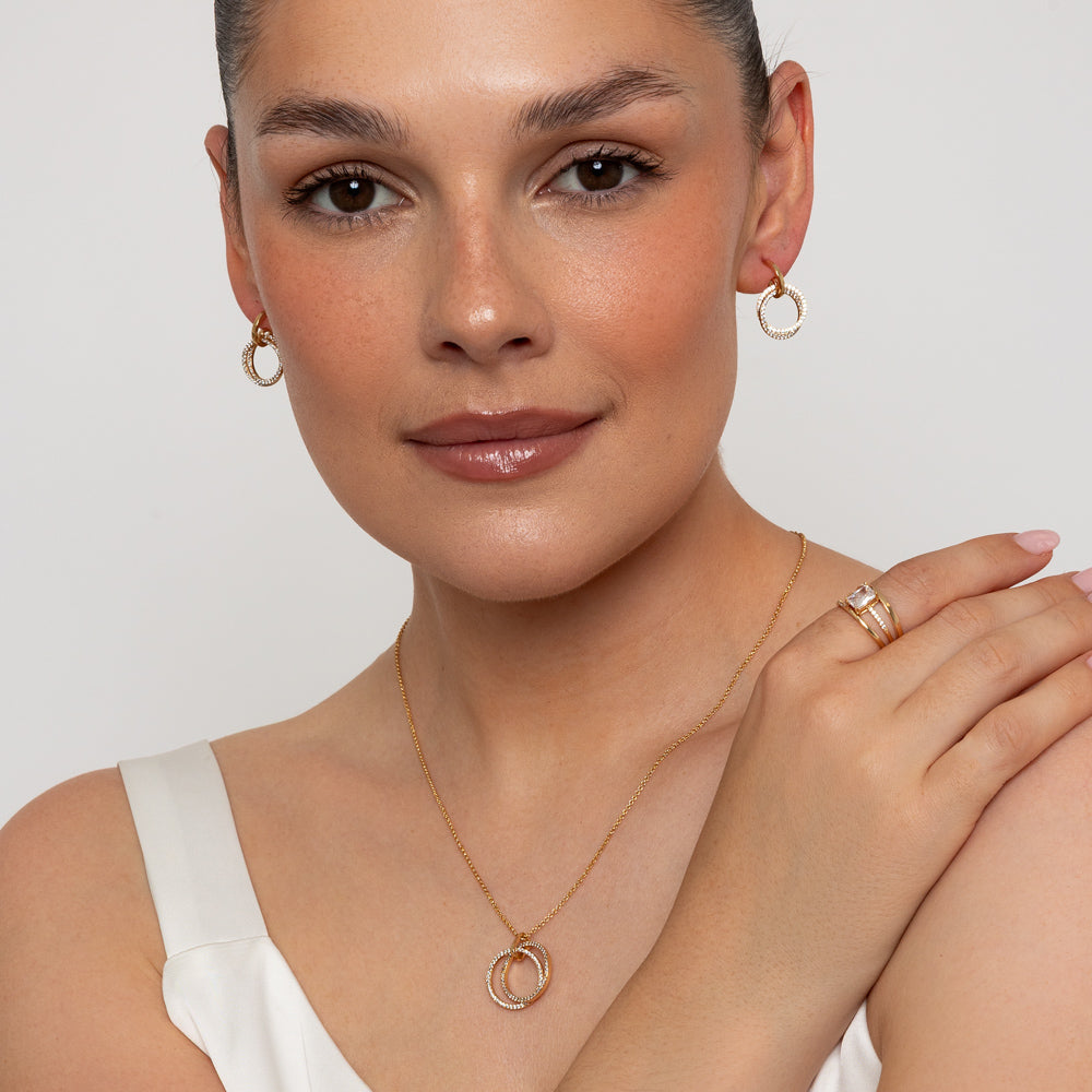 Crystal Gold Stacking Ring #8