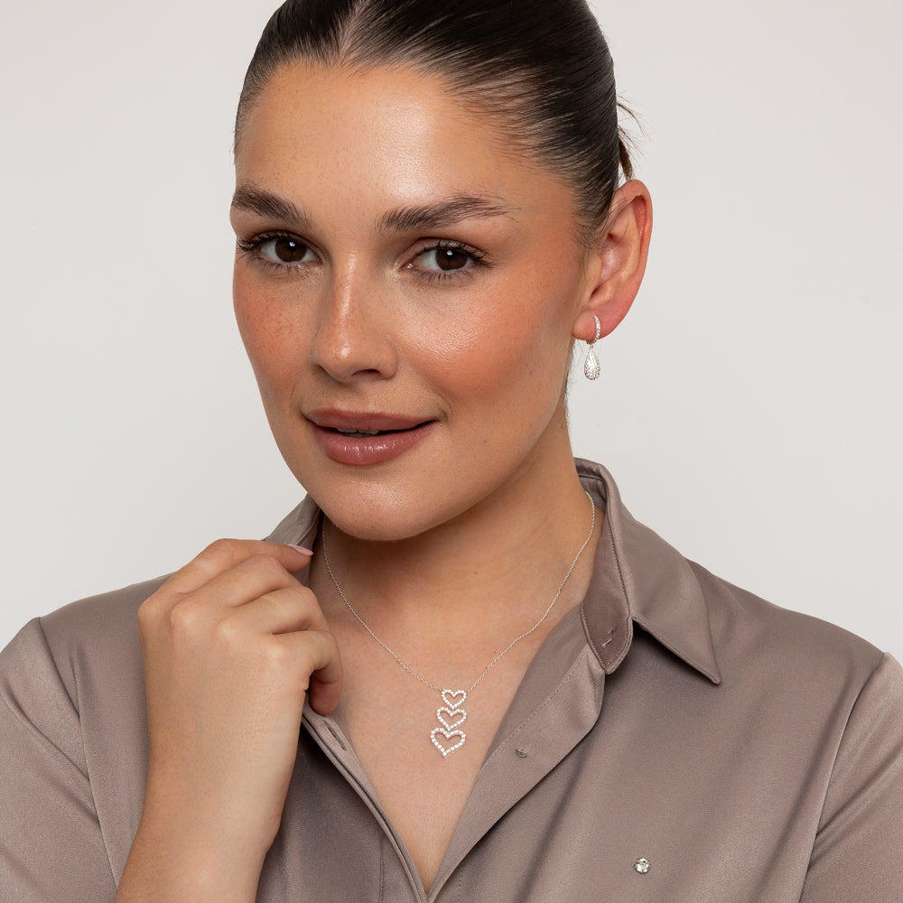 Three Heart Drop Necklace