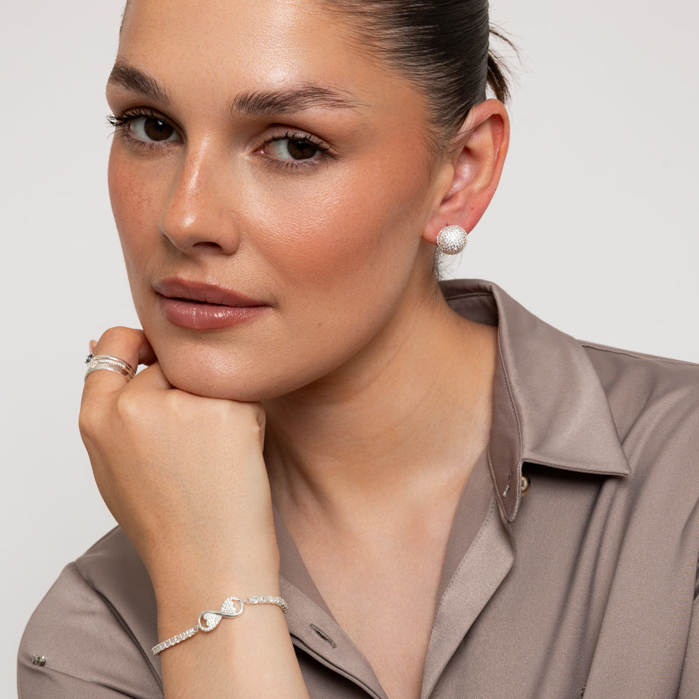 CZ Ball Shaped Earrings