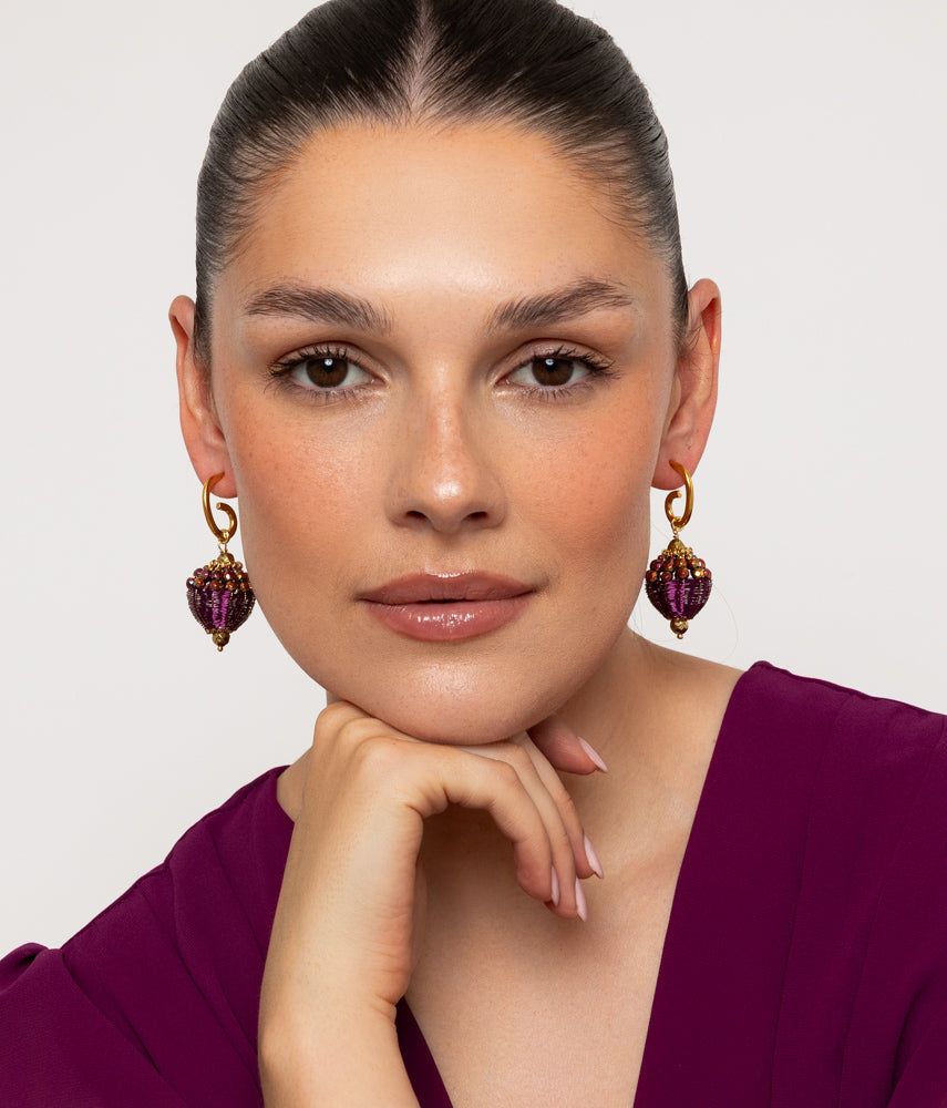 Alena Amethyst & Gold Earrings