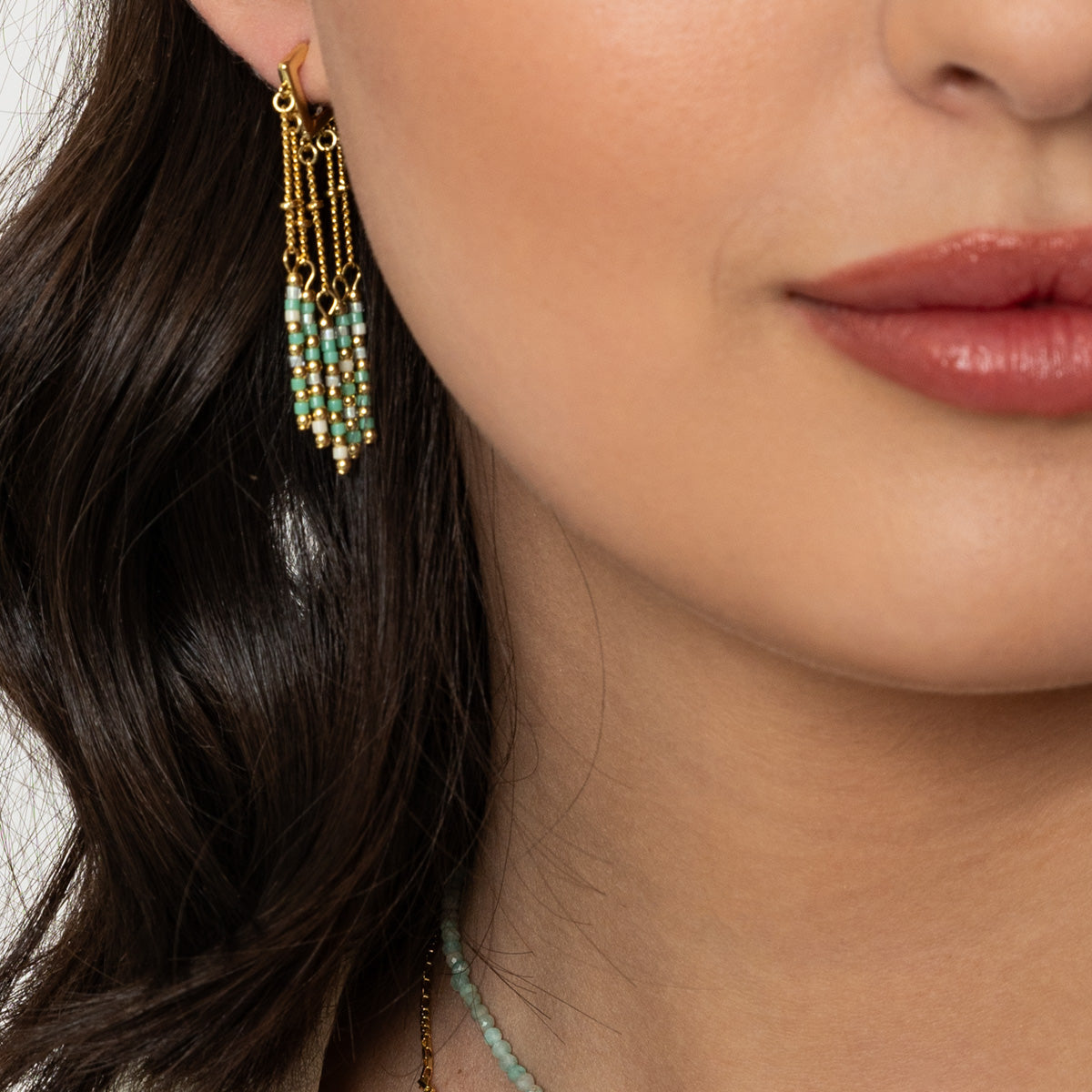 Green Tone, Semi Precious Stone Earrings