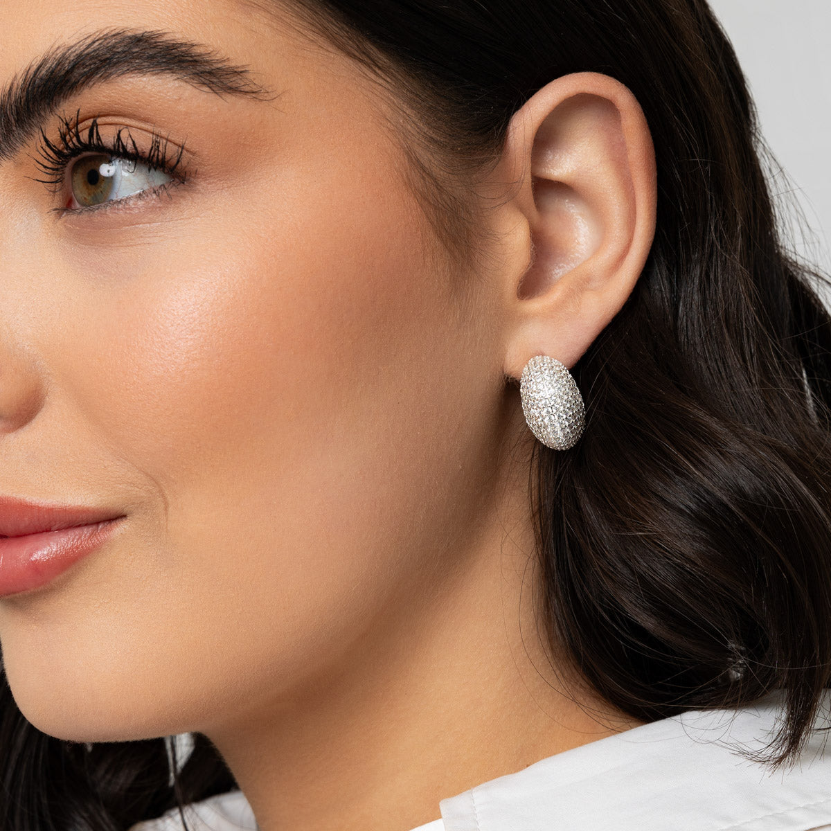 Crystal Encrusted Chunky Hoop Earrings