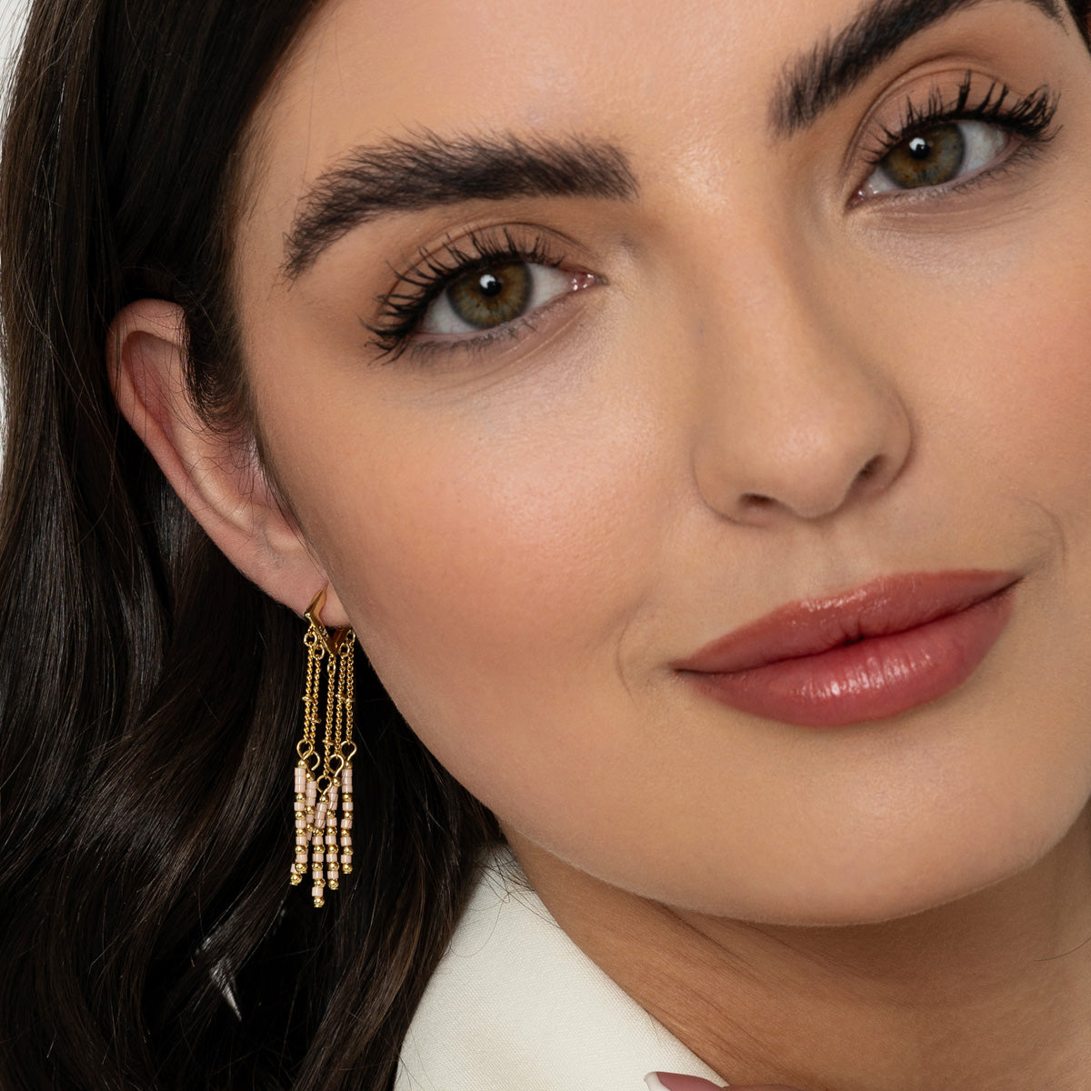 Peach Tone, Semi Precious Stone Earrings