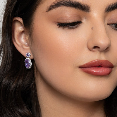 Classic Oval Drop Amethyst Earrings