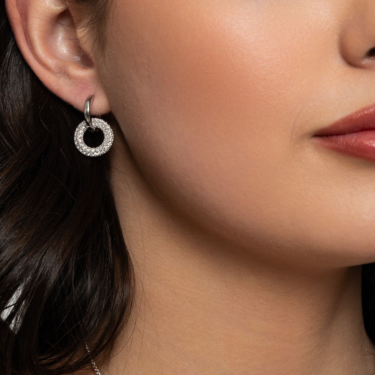 Interlinking Circles Silver Earrings