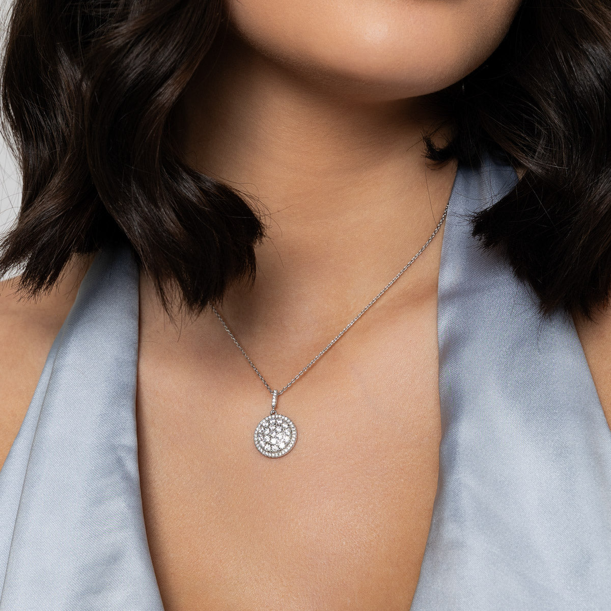 Sparkling Disc Drop Necklace