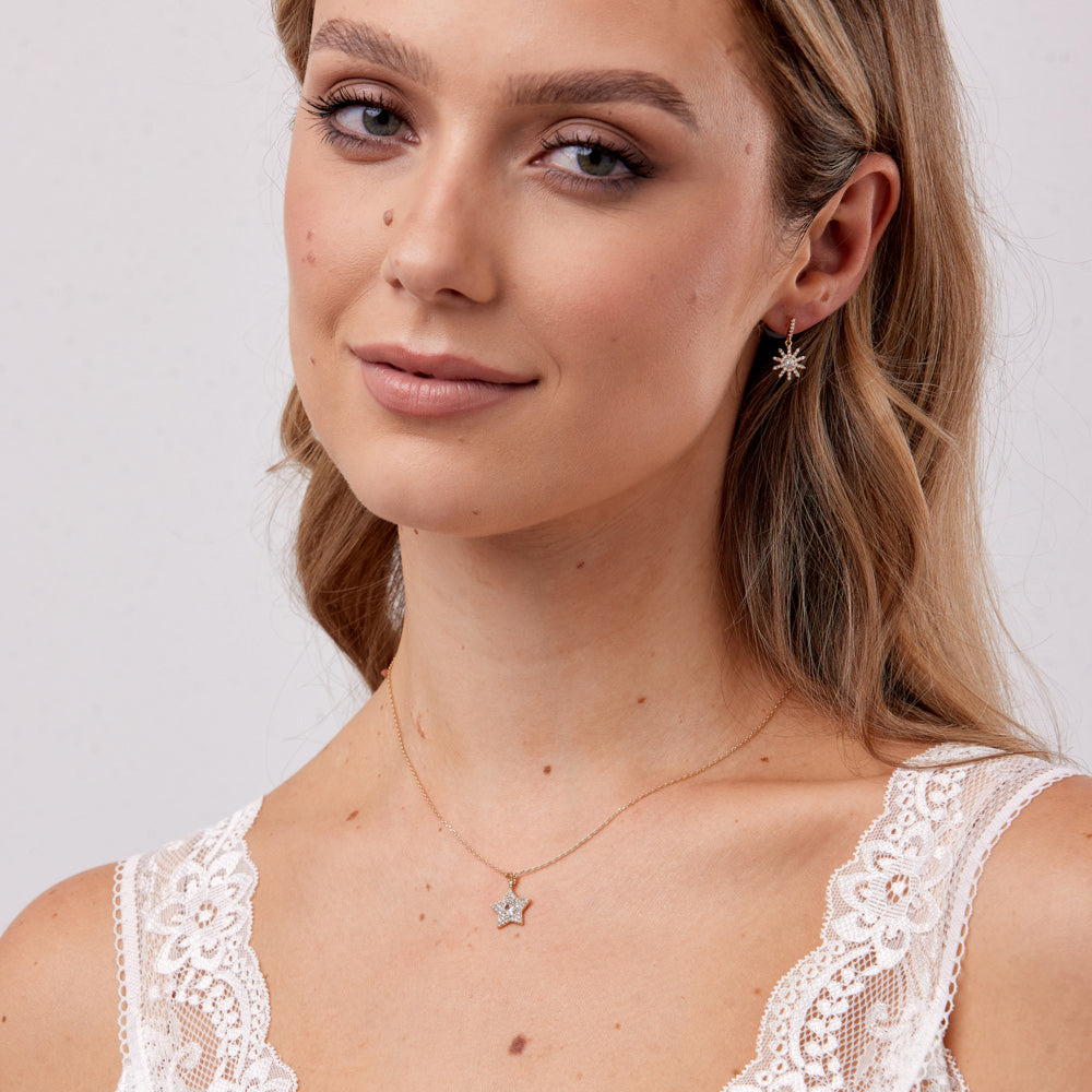 Silver Micropavé Star Pendant