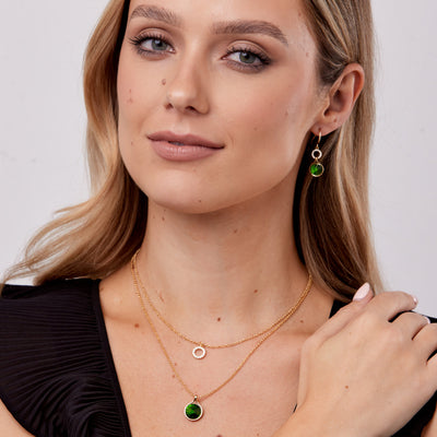 Crystal & Emerald Layered Necklace