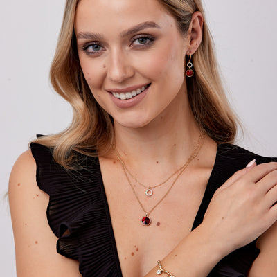 Crystal & Garnet Layered Necklace