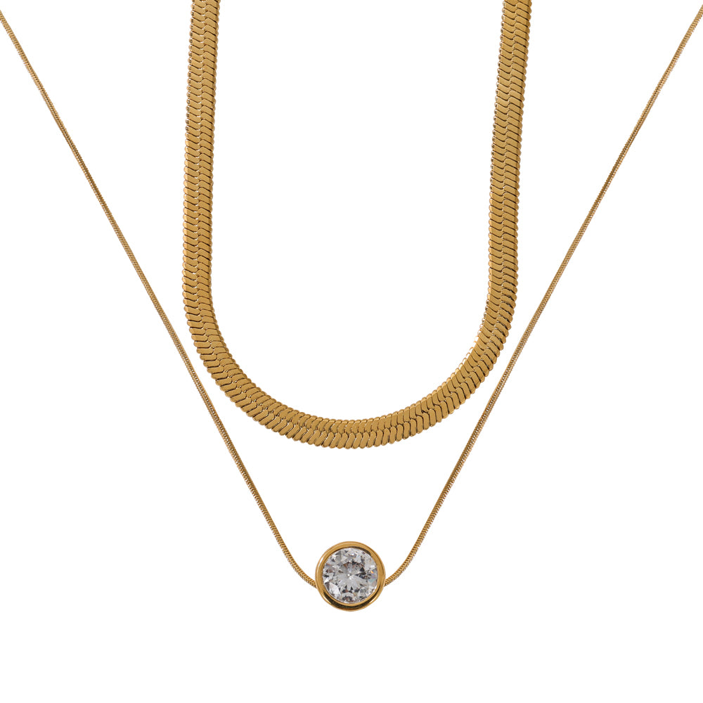 Layered Gold Plated Snake Chain Necklace