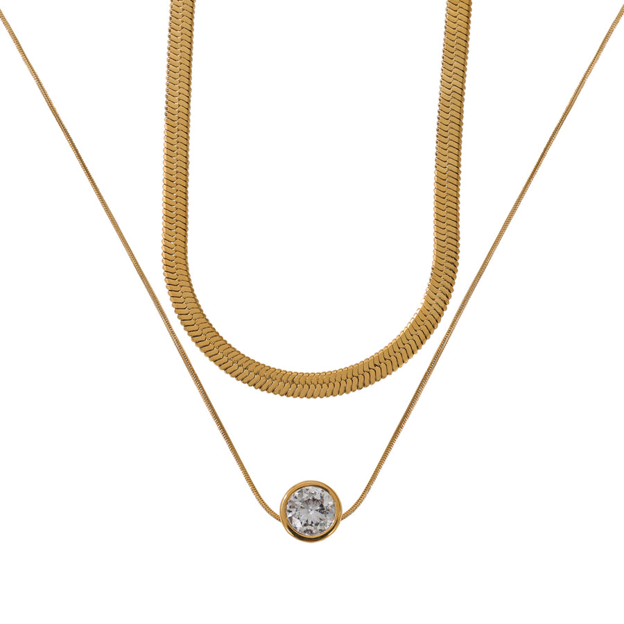 Layered Gold Plated Snake Chain Necklace