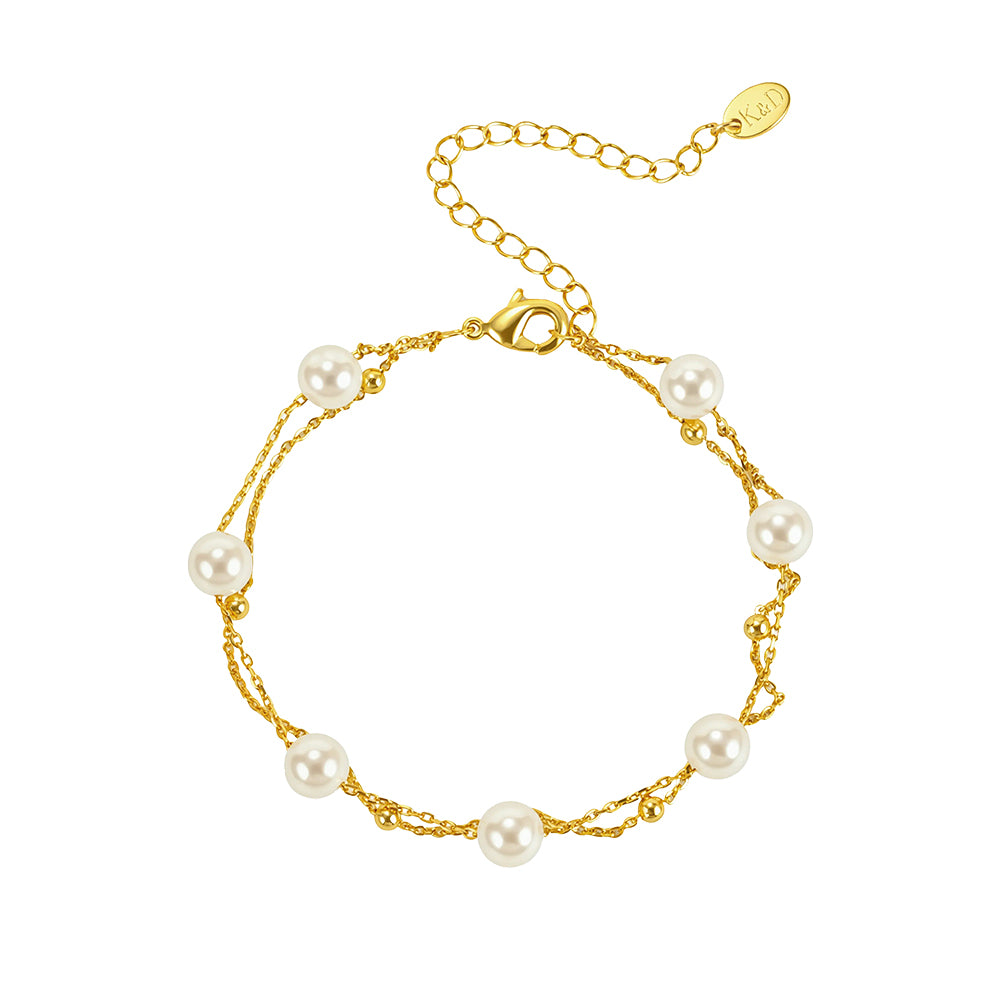 Natalie Gold Plated Faux Pearl Bracelet