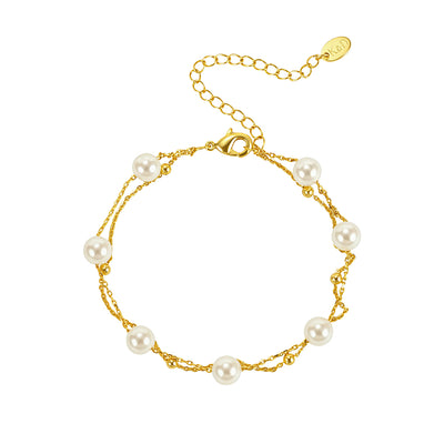 Natalie Gold Plated Faux Pearl Bracelet