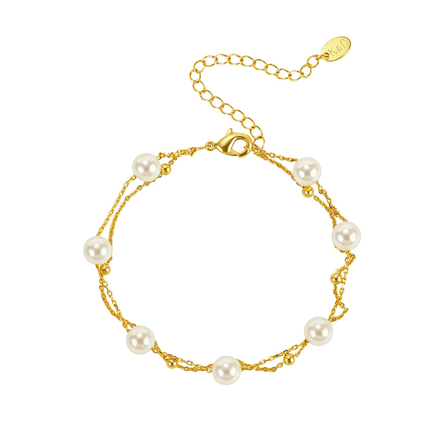 Natalie Gold Plated Faux Pearl Bracelet