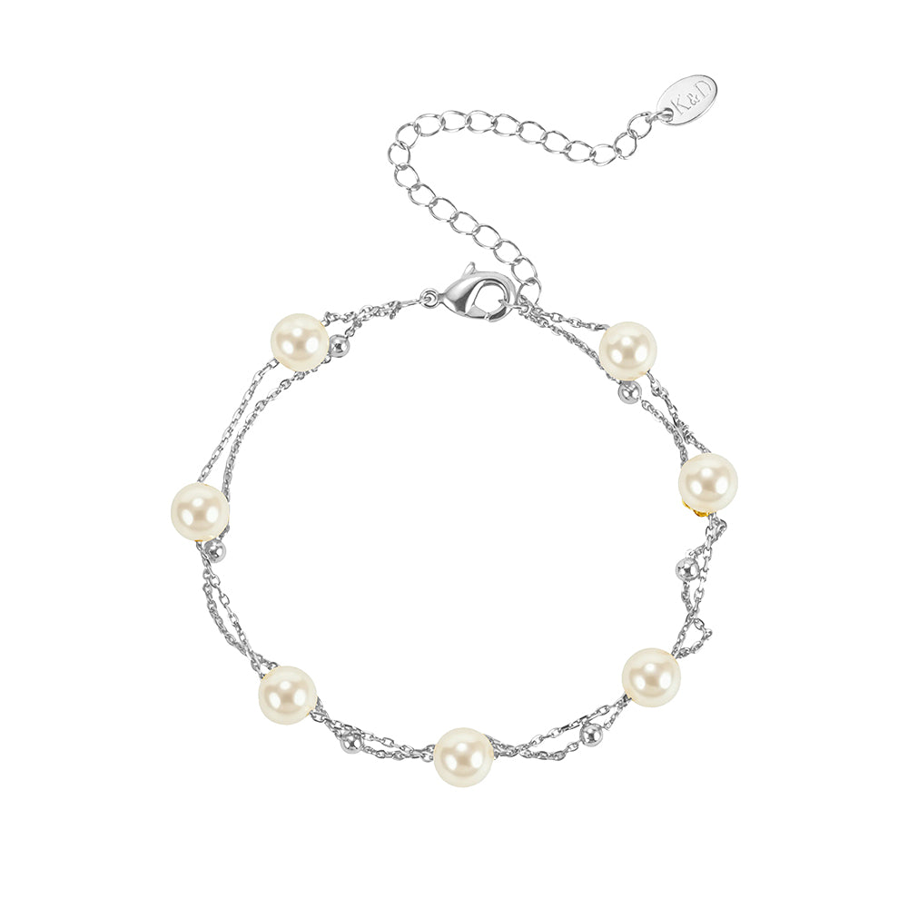 Natalie Silver Plated Faux Pearl Bracelet