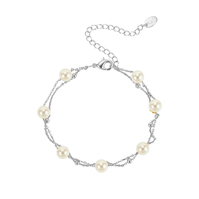 Natalie Silver Plated Faux Pearl Bracelet