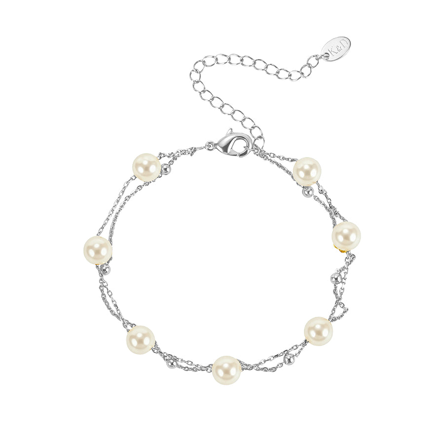 Natalie Silver Plated Faux Pearl Bracelet