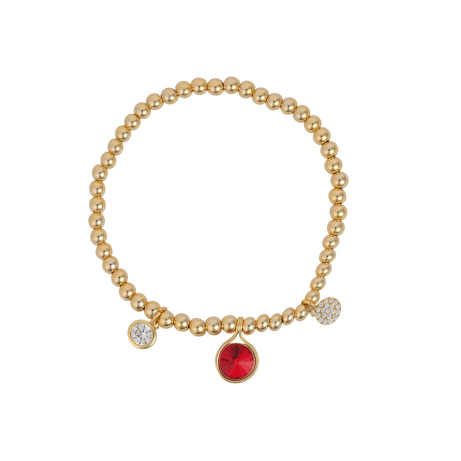 Crystal & Garnet Beaded Bracelet