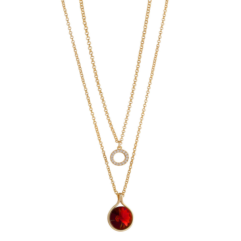 Crystal & Garnet Layered Necklace