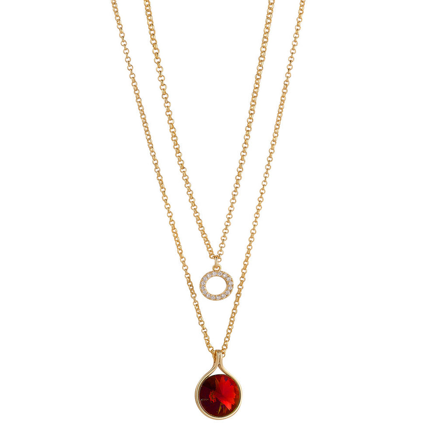 Crystal & Garnet Layered Necklace