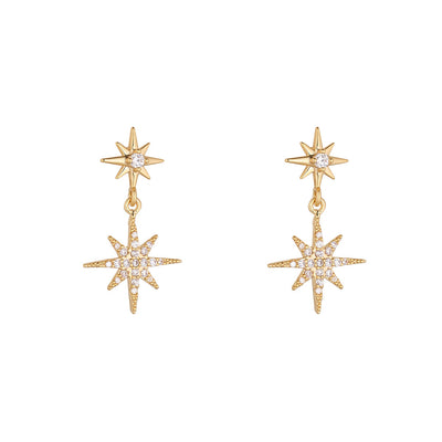White CZ Star Drop Earrings