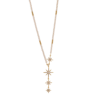 Tiny Pearl & Star Drop Necklace