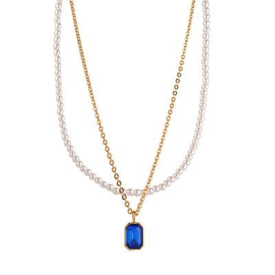 Pearl & Sapphire Layered Necklace