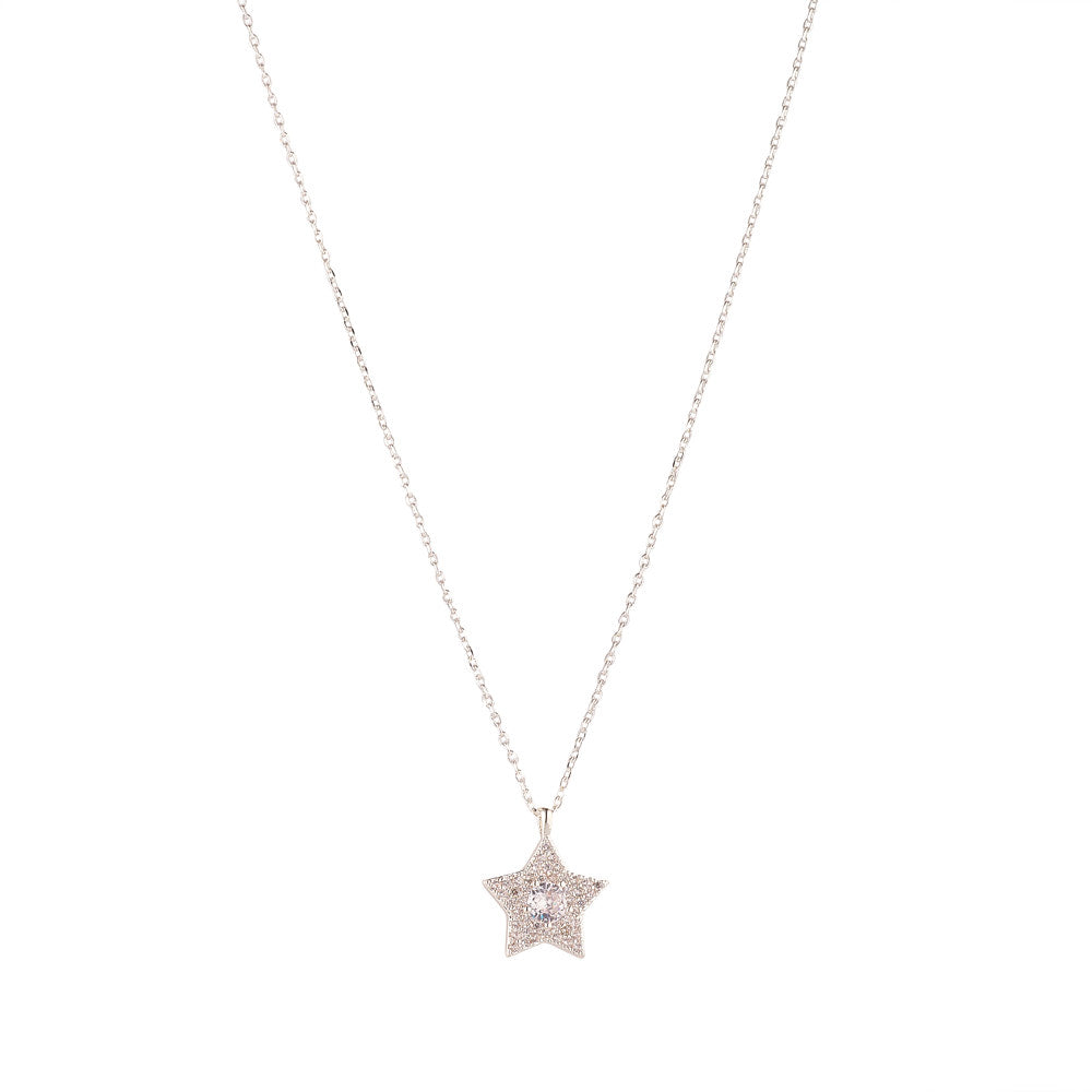 Silver Micropavé Star Pendant