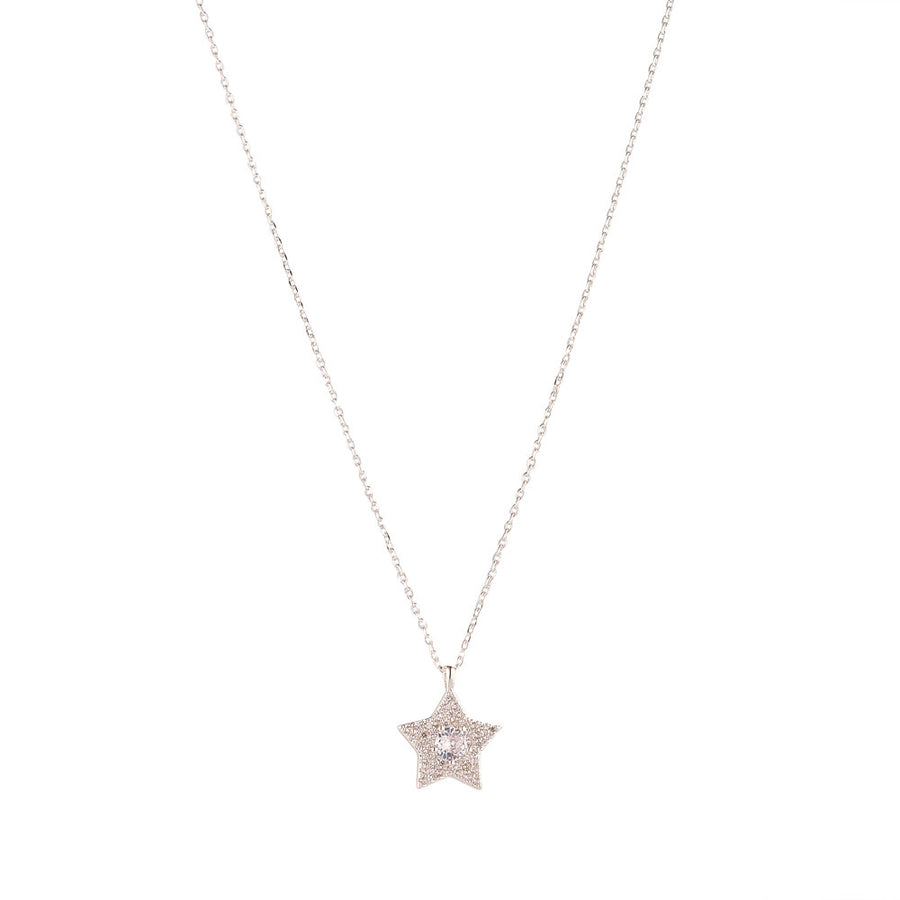 Silver Micropavé Star Pendant