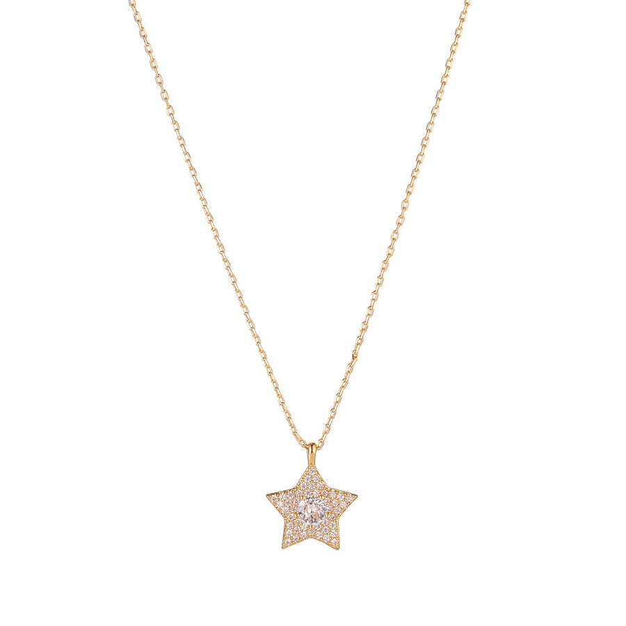 Gold Micropavé Star Pendant