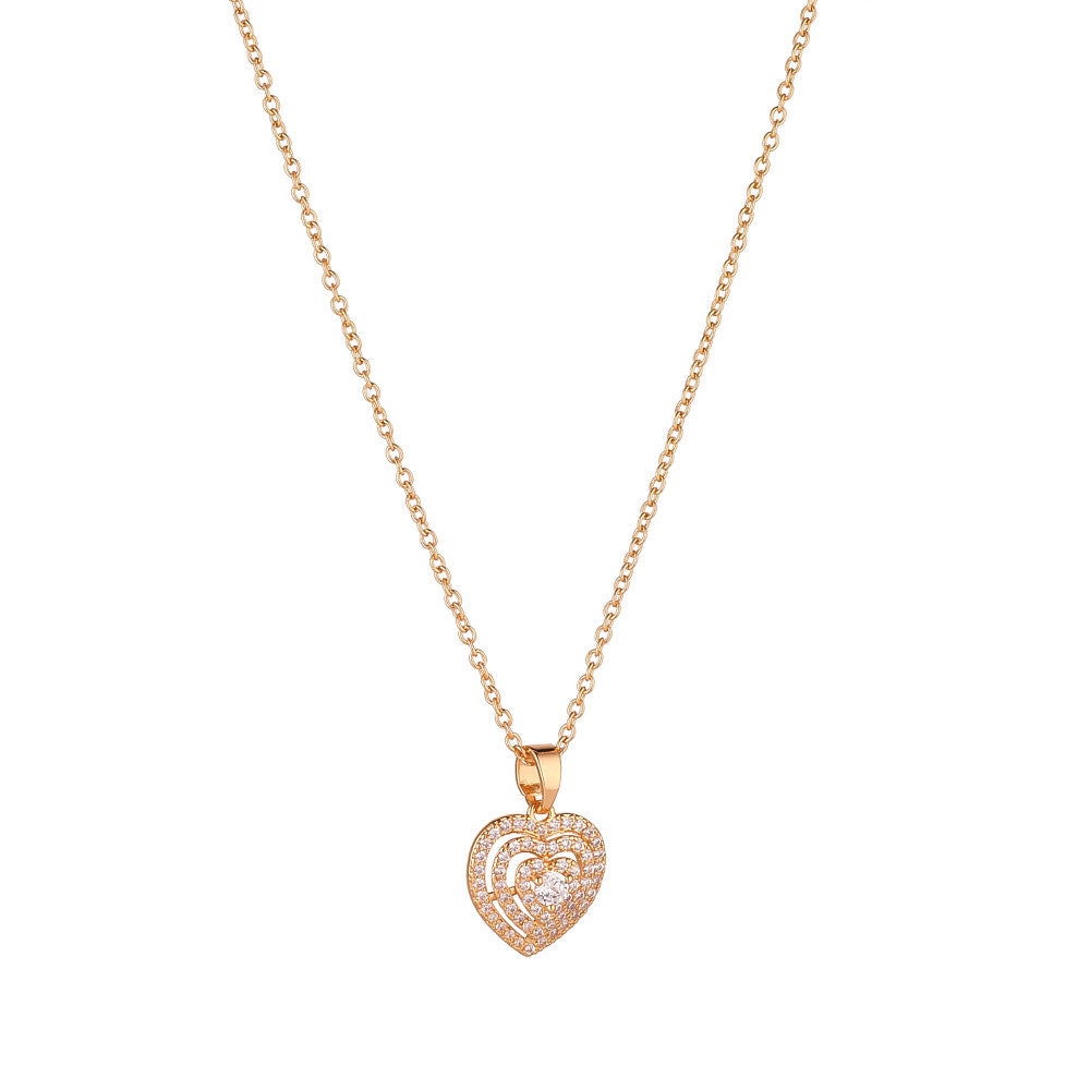 Gold Micropavé Heart Pendant
