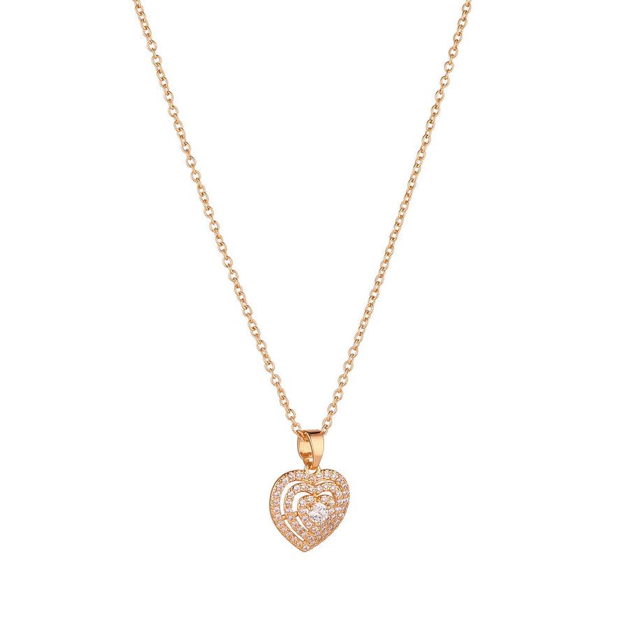 Gold Micropavé Heart Pendant