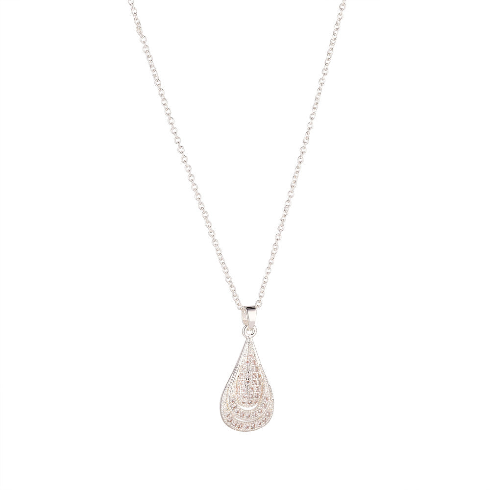 Silver Micropavé Teardrop Pendant
