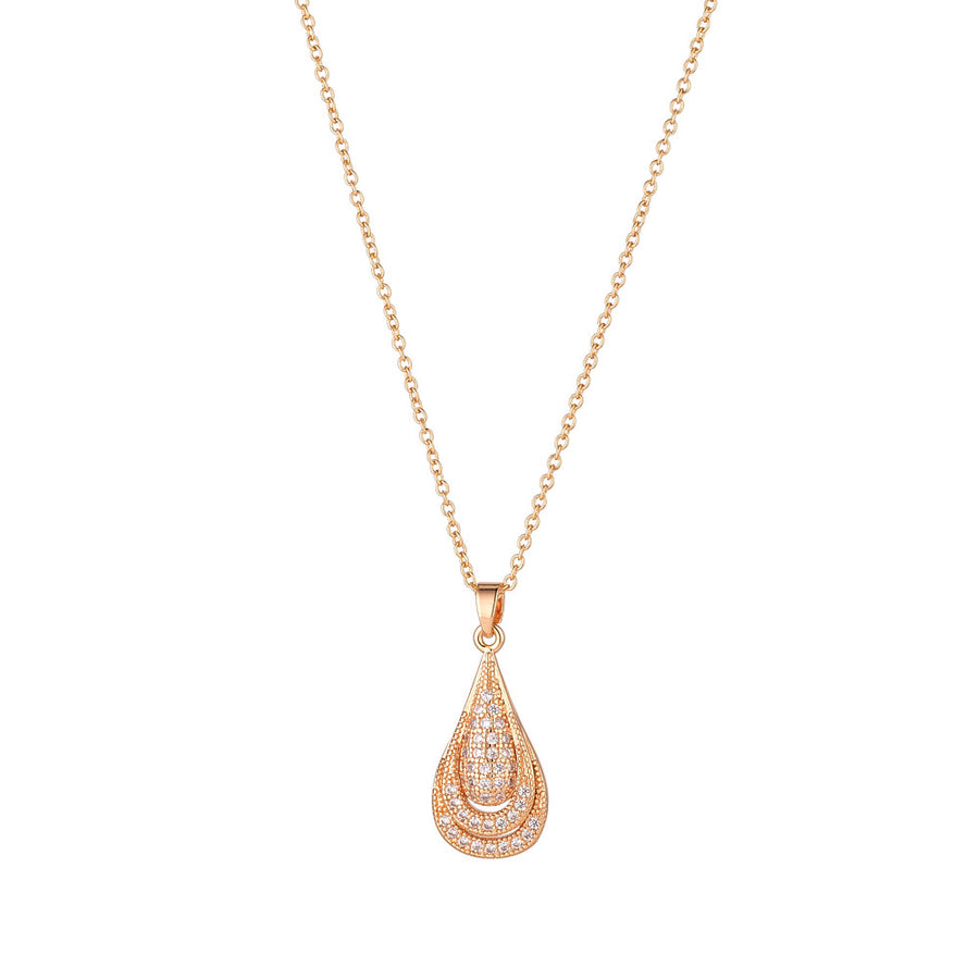 Gold Micropavé Teardrop Pendant