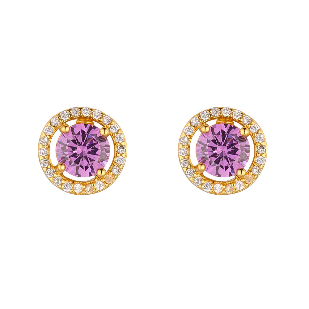 Round Amethyst Earrings