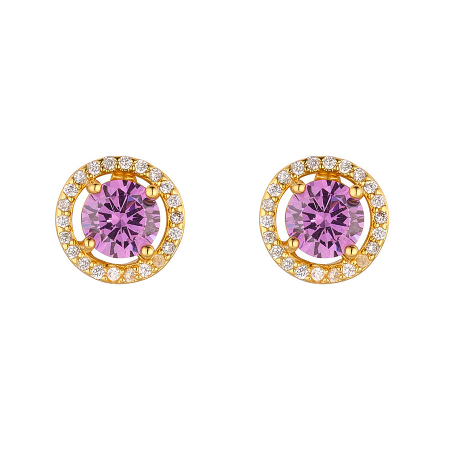 Round Amethyst Earrings