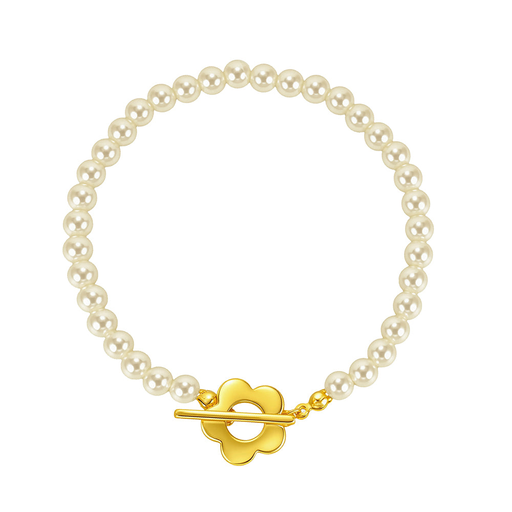 Ring & Toggle Faux Pearl Bracelet