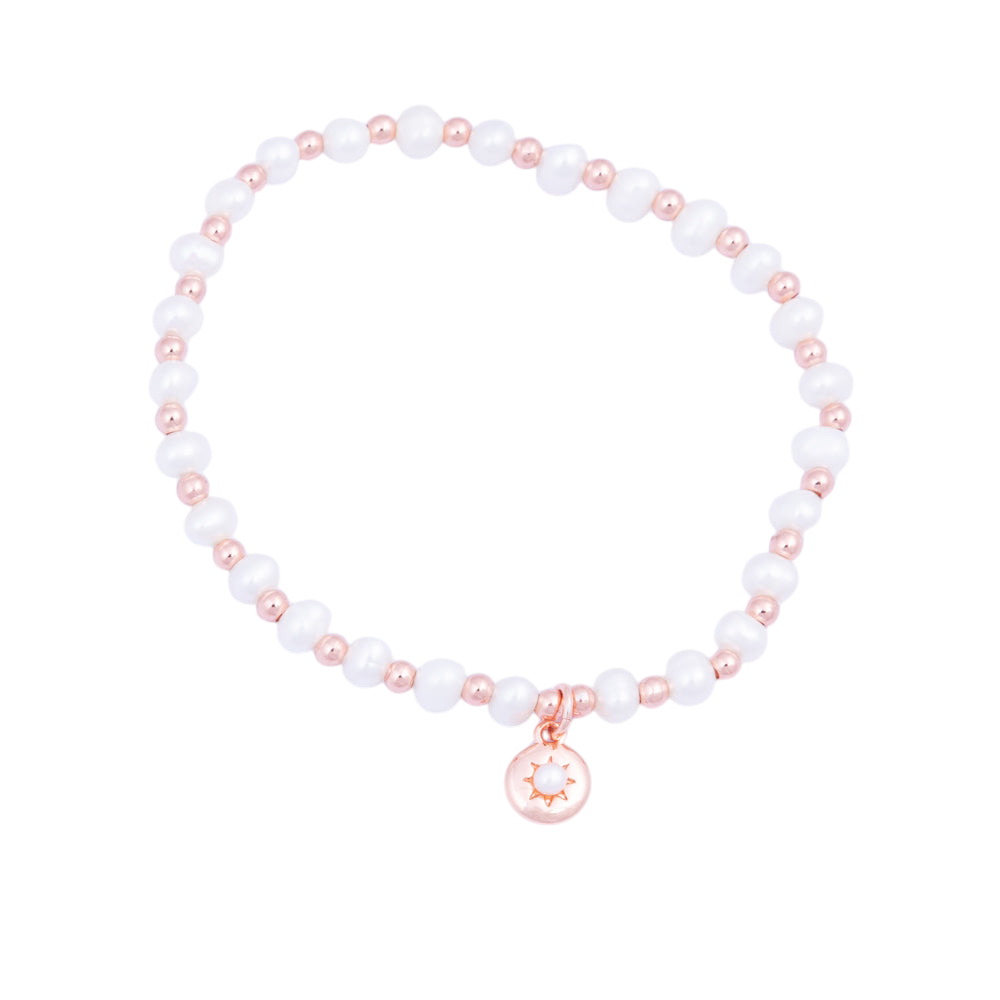 Rose Gold Beaded & Freshwater Pearl Bracelet
