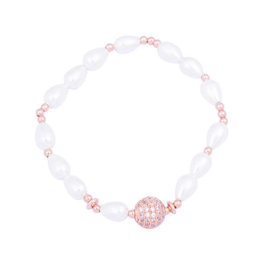 Rose Gold Beaded & Shell Pearl Bracelet