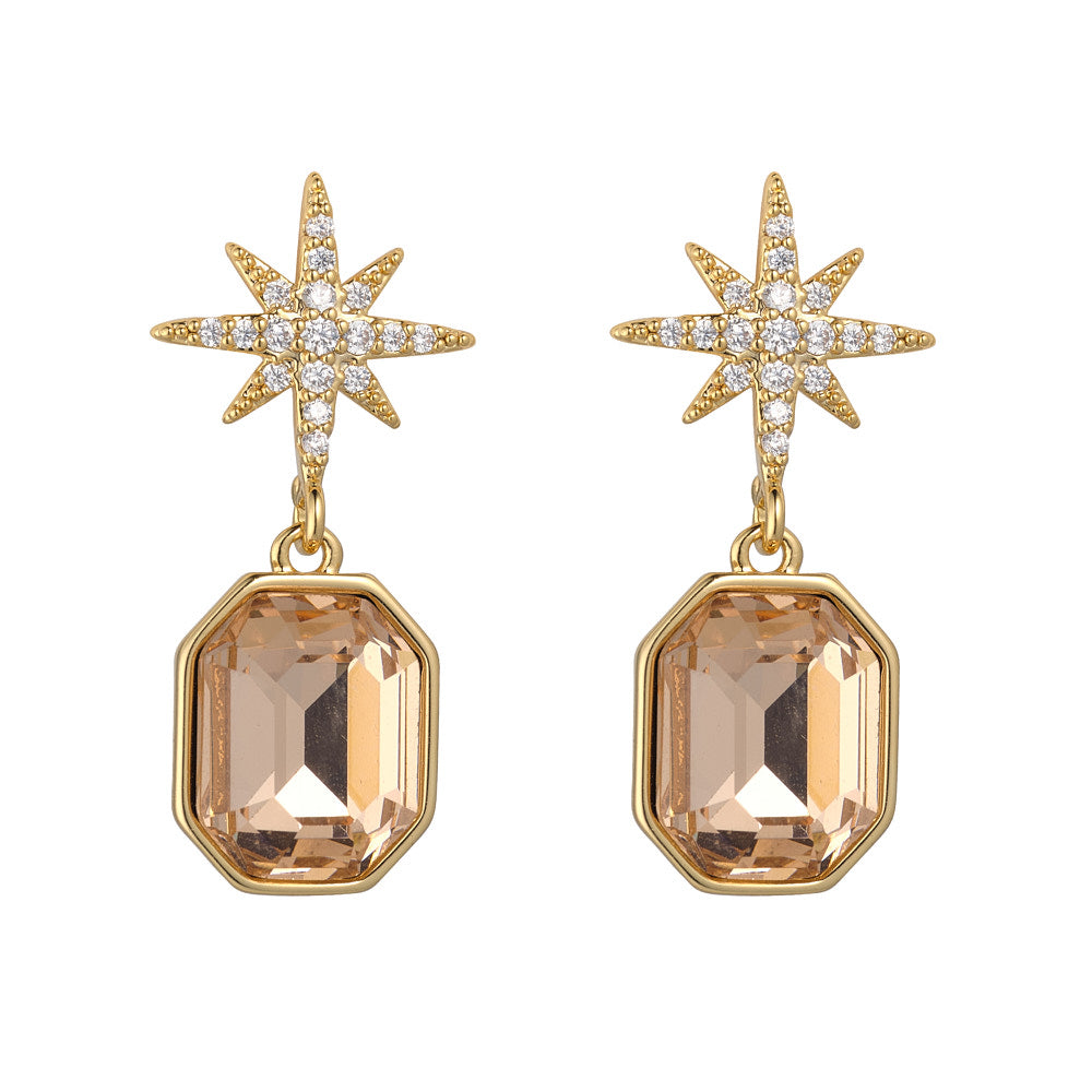 Champagne Crystal Star Earrings