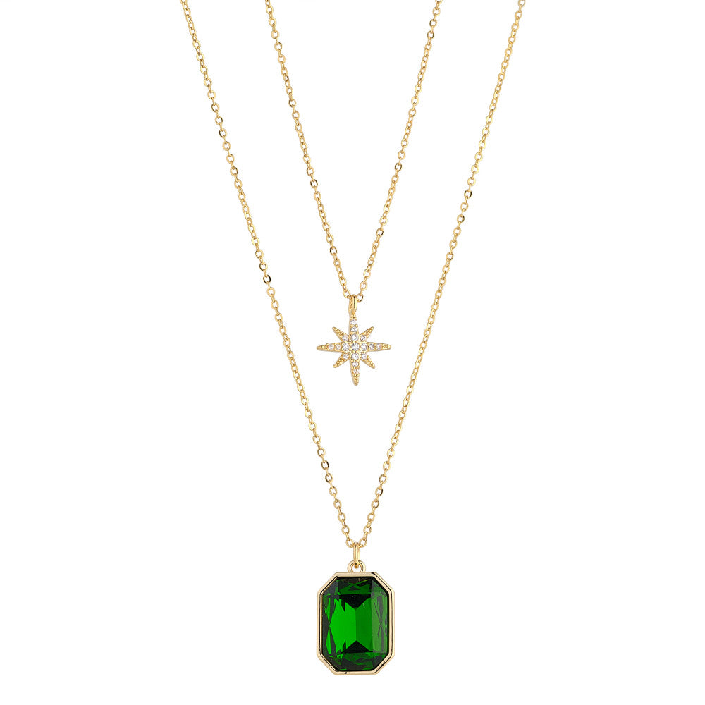 Emerald & Crystal Star Necklace