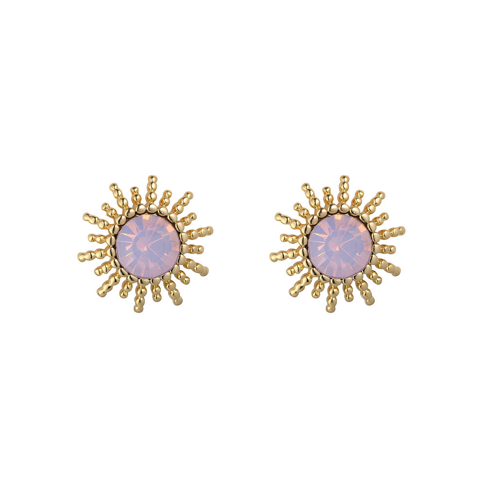Rosewater Opal Sunburst Earrings