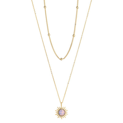 Rosewater Opal Sunburst Necklace
